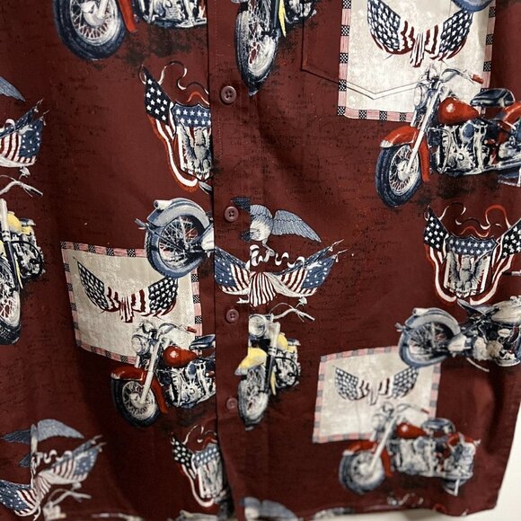 Clearwater Outfitters SS L Camp Button Down Hawaiian Motorcycle Shirt Size L - Picture 5 of 7